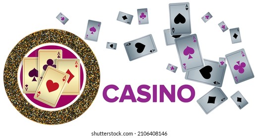 Сasino banner. Casino Playing Cards are falling down on transparent background. The concept of winning or gambling. Vector illustration