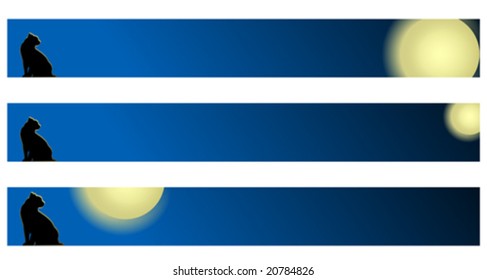 Banner: Cat on roofs and moon in the night