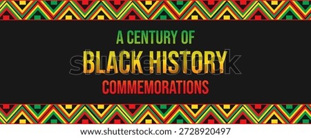 A banner celebrating the centennial featuring a close-up of a Black woman in a face-off style for Black History Month. Template for social media, flyers, postcards, etc.