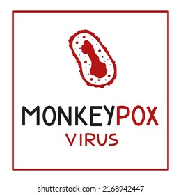 Cartel con las células del virus de la viruela del mono informando sobre la propagación de la enfermedad