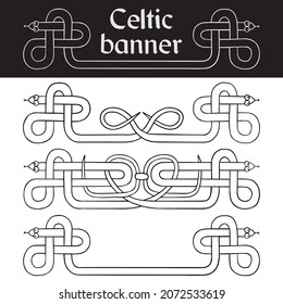 Banner In The Celtic Style. Celtic Banner With Snake.