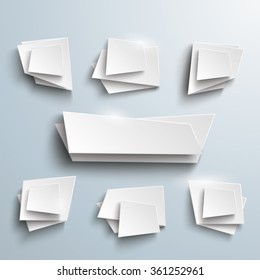 Banner centre with 6 options on the gray background. Eps 10 vector file.