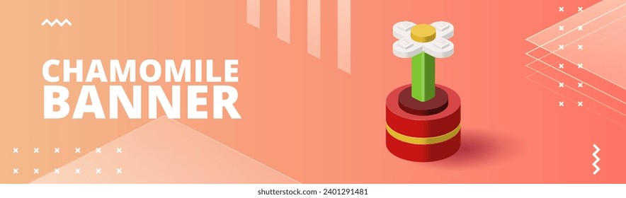 Banner with chamomile for printing and design. Vector illustration.
