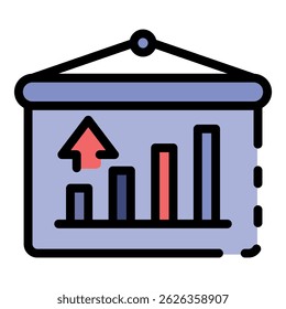 Banner chart icon. Outline banner chart vector icon color flat isolated