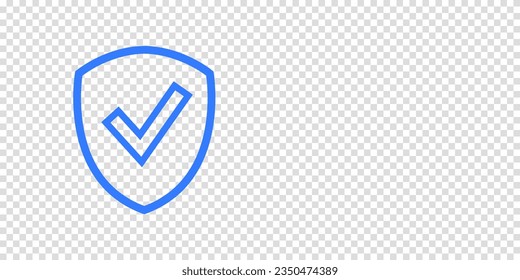 Banner with check shield. Safe information. Concept security protection. Vector illustration.