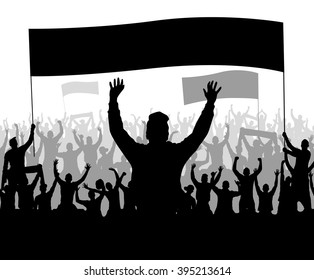 Banner with cheering people