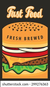 banner with cheeseburger with the words Fast Food