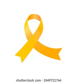 Banner for childhood cancer awareness day with realistic yellow circle ribbon, vector illustration