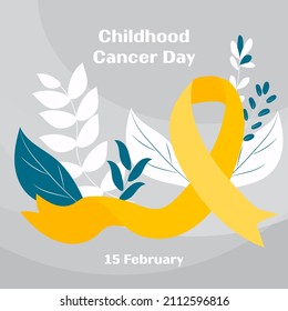 Banner with Childhood Cancer Awareness Realistic Ribbon. Design Template for Infographics for Websites Magazines