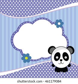 banner for children with panda animal in blue color illustration