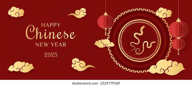 Banner with the Chinese zodiac sign of 2025