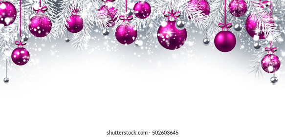 Christmas Background Purple Balls Vector Paper Stock Vector (Royalty ...