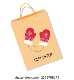 A banner with Christmas elements. The offer of Christmas and New Year discounts for the winter season. It can be used in advertising, web design, and printing.
