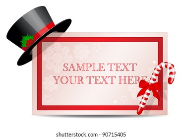 Banner with a Christmas hat and a Christmas sugar candy