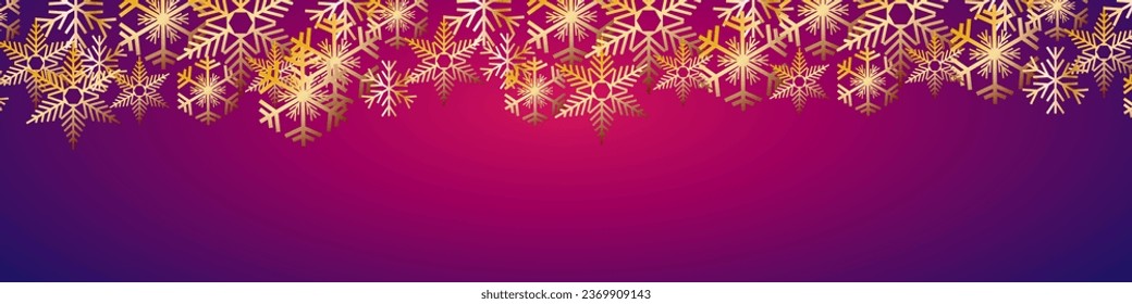 banner Christmas in red, background made with golden snow, on purple and pink