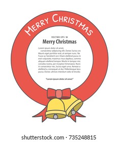 Banner Christmas ribbon and bell  illustration vector on white background. Merry christmas concept.