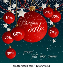 Banner Christmas sale gold and white on prices fall like snow