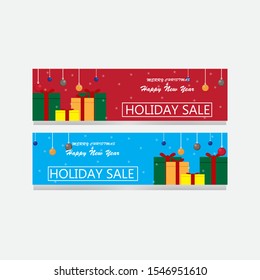 Banner christmas sale . Set of vector design elements.