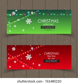 Banner christmas sale . Set of vector design elements.