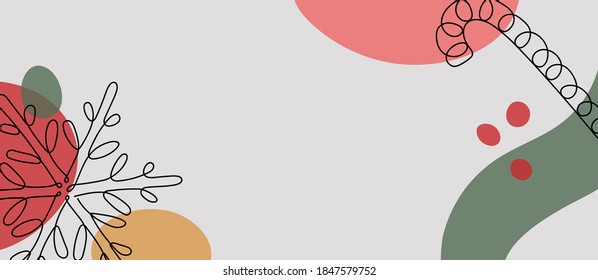 Banner mit einer Schneeflocke und einer Süßigkeiten im handgezeichneten linearen Stil.