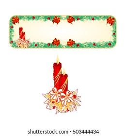 Banner  Christmas Spruce with  a candlestick vector illustration