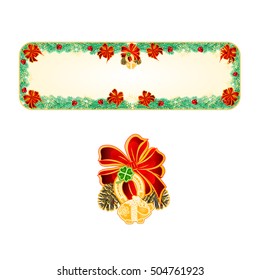 Banner Christmas Spruce lucky symbols Four Leaf Clover horseshoe pig  vector illustration