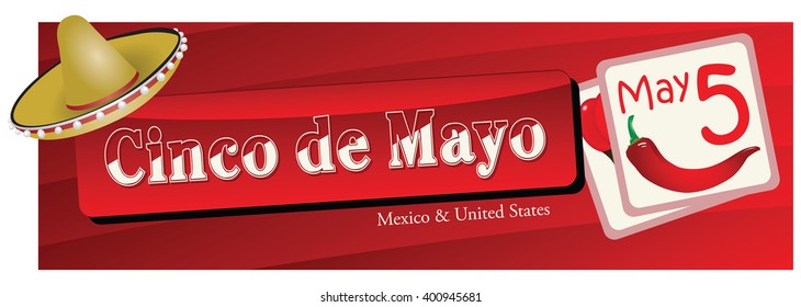 Banner for the Cinco de Mayo, celebrated on 5 May. Vector illustration.