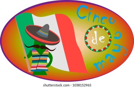 Banner for a Cinco de mayo with a cheerful cactus