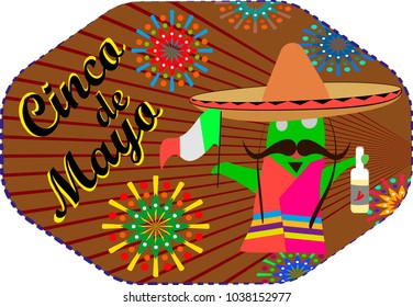 Banner for a Cinco de mayo with a cheerful cactus