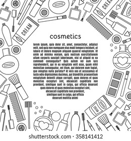 Banner circle make up and cosmetics vector set. background fashion