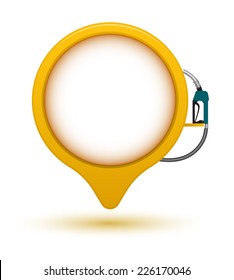 Banner circle point with fuel dispenser. Vector illustration. Can use for printing and web element.