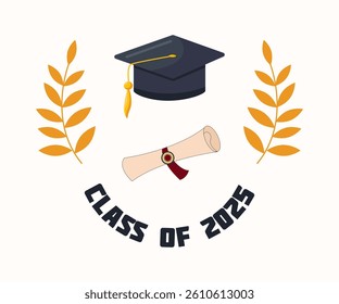 Banner of class of 2025 . Vector illustration. Lettering for celabration diploma.