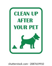 Cartel para limpiar después de las mascotas en lugares públicos con ilustración de un vector plano