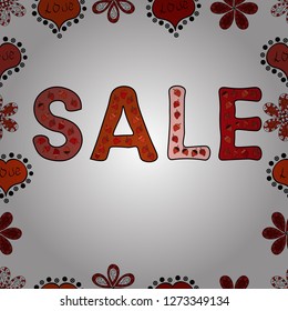 Banner clearance sale. Seamless pattern. Illustration in red, white and black colors. Vector illustration.