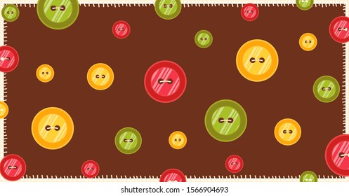 Banner with cloth buttons. Blank template for sale. Sew retro symbol. Vector Illustration