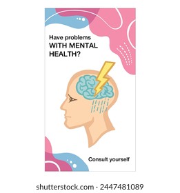 Banner Cloud in the head, stress, vector illustration