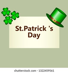 Banner with clover and hat klpak symbol of St. Patrick s Day