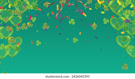  Banner with Clovers and traditional symbols. Perfect for wallpapers, pattern fills, web backgrounds, st patrick's day editable text effect with st patrick's day element