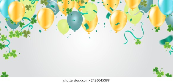  Banner with Clovers and traditional symbols. Perfect for wallpapers, pattern fills, web backgrounds, st patrick's day editable text effect with st patrick's day element