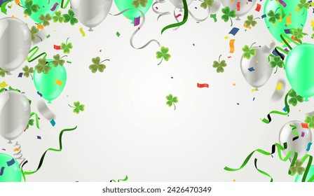  Banner with Clovers and traditional symbols. Perfect for wallpapers, pattern fills, web backgrounds, st patrick's day editable text effect with st patrick's day element