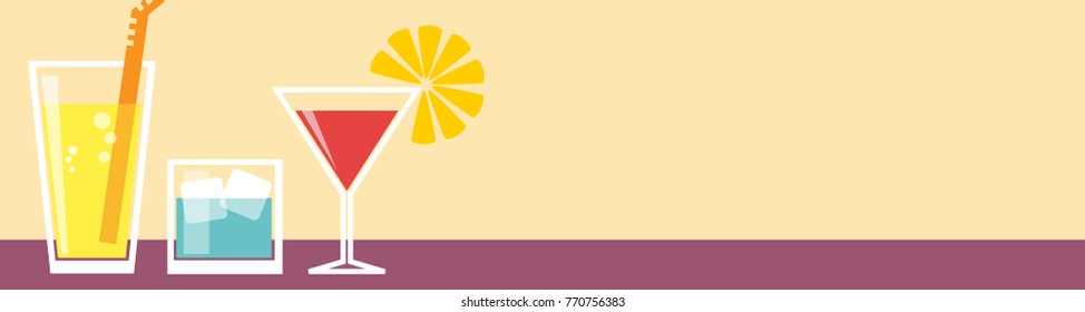 banner Cocktail party, vector background in flat design