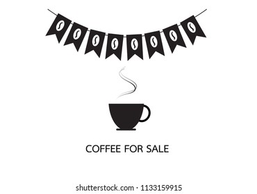 Banner of Coffee cup vector logo design template. Vector coffee shop labels.illustration EPS10.