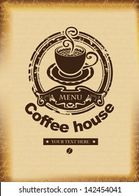 banner for a coffee house on a background of ancient papyrus