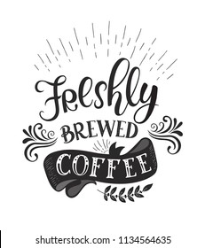 Cartel con citas para café . Grabado a mano por vectores. La decoración del restaurante y del bar.