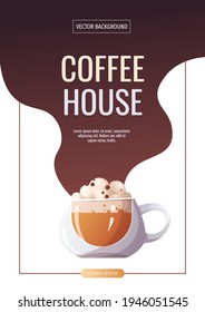 Banner for Coffee shop, Coffee house, cafe-bar, barista, drink concept. Vector illustration for poster, banner, flyer, advertising, commercial, promo, menu. 
