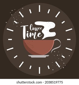 hora de café de banner en horario de reloj