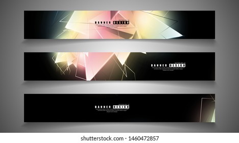 banner collection. abstract background with luminous triangles that overlap. isolated black background. vector illustration of eps 10
