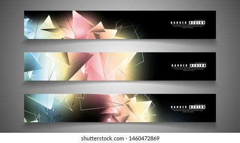 banner collection. abstract background with luminous triangles that overlap. isolated black background. vector illustration of eps 10