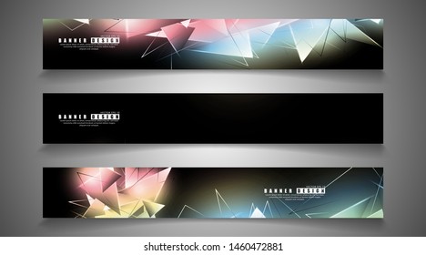 banner collection. abstract background with luminous triangles that overlap. isolated black background. vector illustration of eps 10