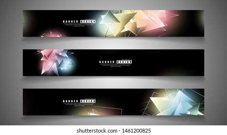 banner collection. abstract background with luminous triangles that overlap. isolated black background. vector illustration of eps 10